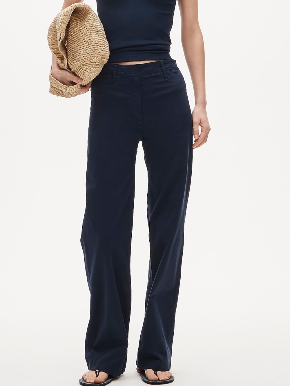J.Crew wide-leg trouser in chino, navy blue